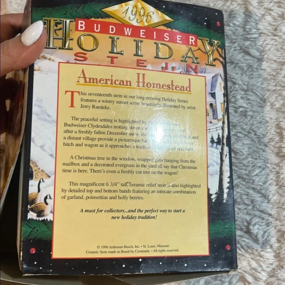 Budweiser Holiday Stein vintage 1996